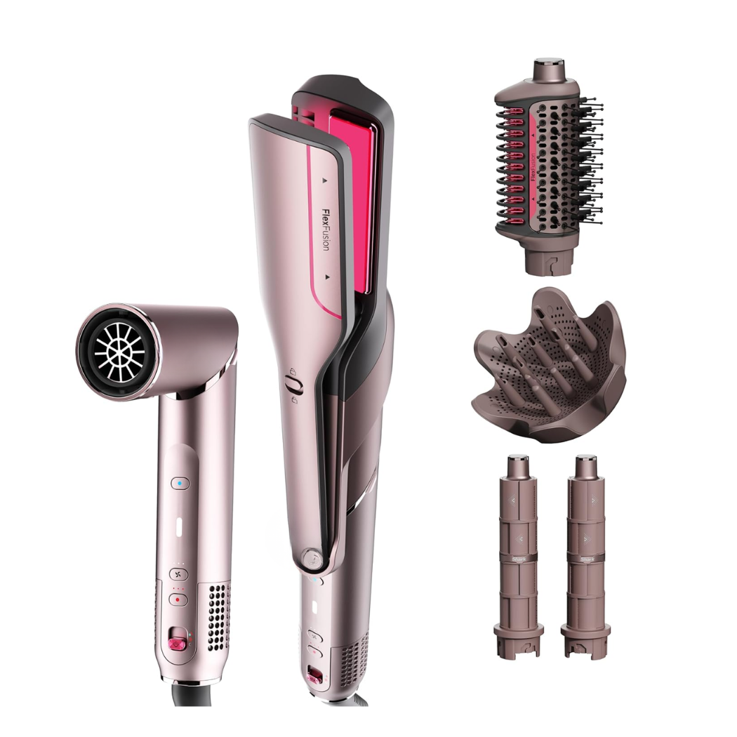 Ceramic air styler with straightener and diffuser attachments